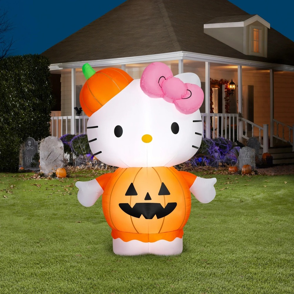 Sanrio Hello Kitty‎ Halloween Pumpkin 4.5 Ft Lights Up Airblown Inflatable New